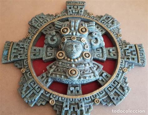 Arte Azteca Curiosa Pieza Hecha En Malaquita 27 Cm Ø Perfecta