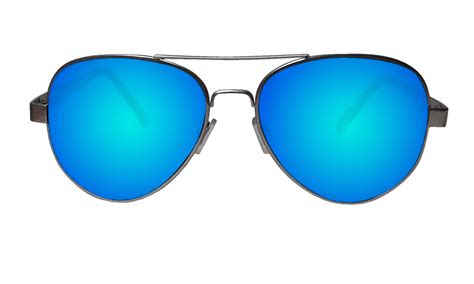 Blue Mirrored Aviator Sunglasses With Polarized Lenses