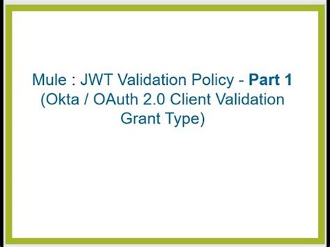 Jwt Validation Policy Part Youtube
