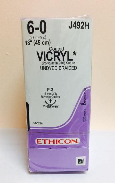 Ethicon J492h Coated Vicryl Suture Precision Point Reverse Cutting