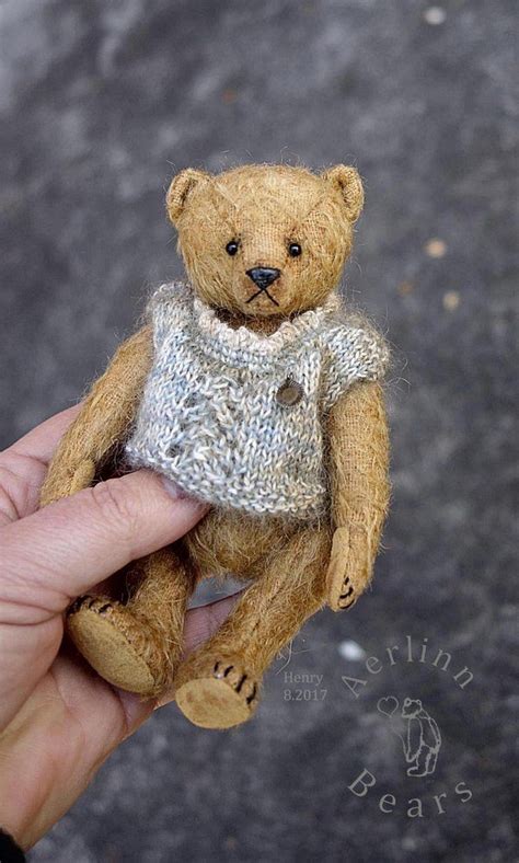 Image Of Henry Miniature Vintage Style Mohair Artist Teddy Bear From