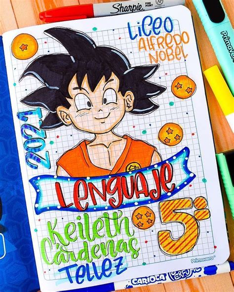 A Notebook With An Image Of Gohan From Dragon Ball On It And Some
