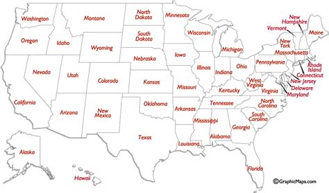Outline Map Usa With State Names