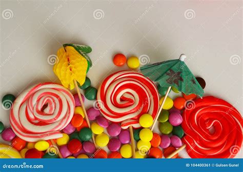 Colorful Sweet Candy Pink Yellow And Green Candies Stock Image