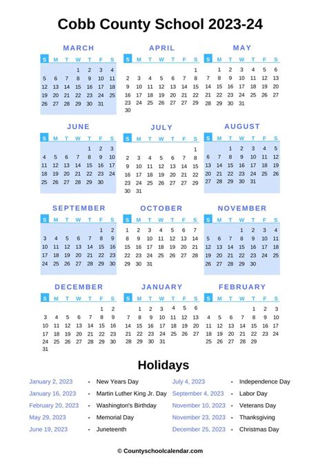 Cobb County School Calendar 2022 23 With Holidays