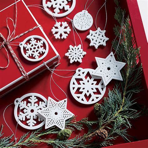 Shop Porcelain Snowflake Ornaments Set Of 10 Winter White Porcelain