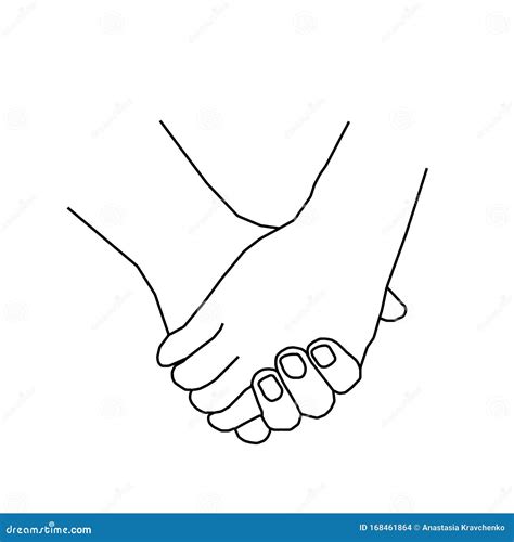 Continuous Line Drawing Of Holding Hands Together White Background