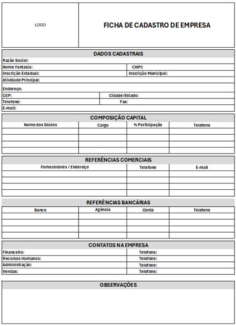 Modelo De Ficha Para Cadastro Op Es Gr Tis Excel Easy