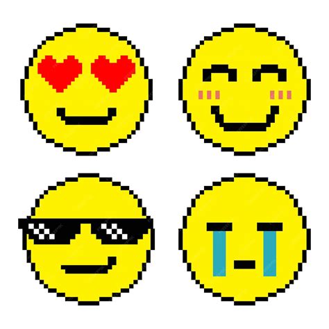Premium Vector Emotion Emoji Pixel Art Pixel Art Emoji Icon Set