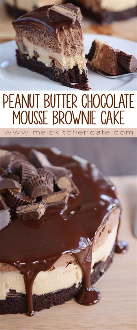 I've been thinking about this dessert for a few weeks now. Peanut Butter Chocolate Mousse Brownie Cake