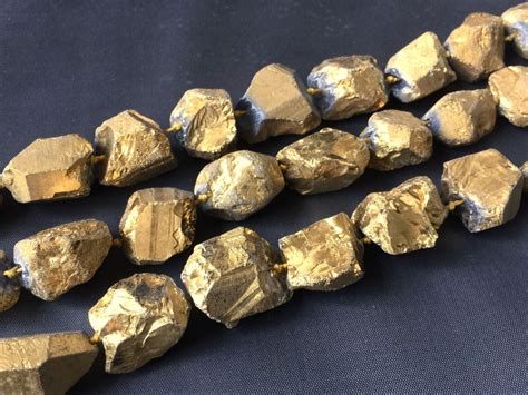 Raw Gold Quartz Nugget Beads Titanium Metallic Quartz Stone Etsy