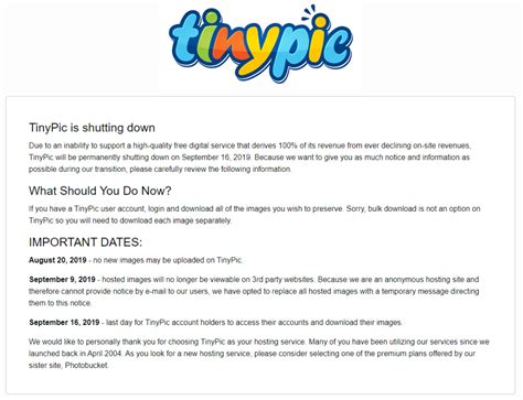 Tinypic Is Shutting Down Free Image Hosting Service