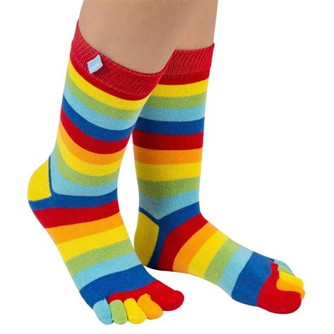 Toetoe Socks Mid Calf Stripy Toe Socks Rainbow Unisize