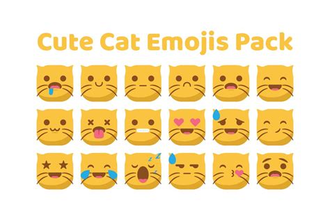 Cute Cat Emojis Pack Pre Designed Illustrator Graphics Creative Market