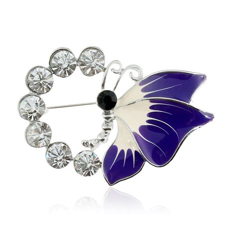 2017 New Fashion Cute Enamel Butterfly Brooches Pins For Women Silver