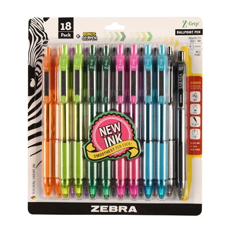 Zebra Pen Z Grip Retractable Ballpoint Pen 1 Mm Assorted Ink Colors