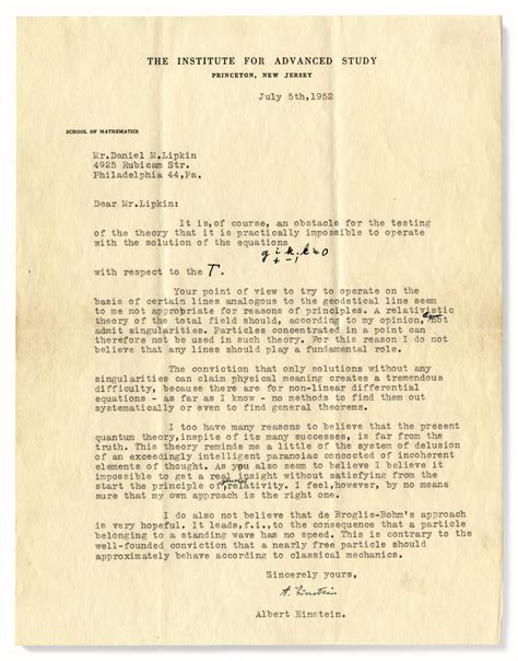 Einstein Albert 1879 1955 Typed Letter Signed A Einstein To