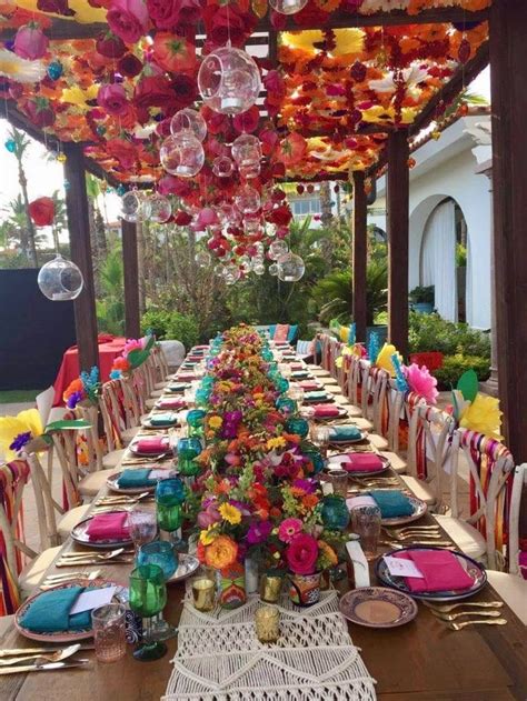 Mexican Fiesta Party Tablescape Look At Those Flowers Chair