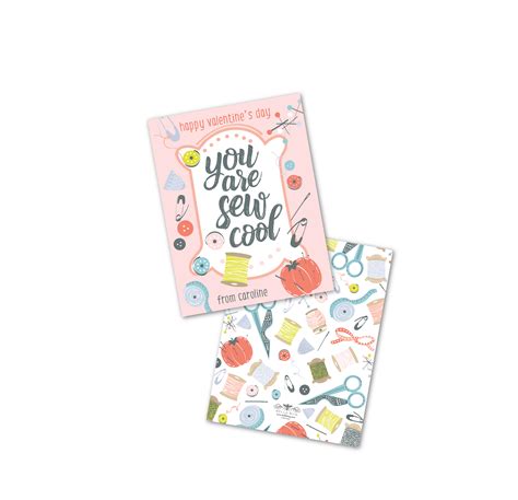 When you're ready to commit to the perfect card, use the online design tool to customize the fonts and colors of your wording, the backdrop, and your envelope's liner. Personalized You Are Sew Cool Valentine's Day Cards - Walmart.com - Walmart.com