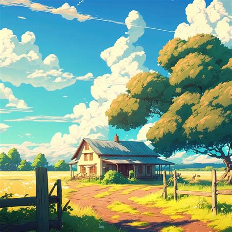 1280x1280 Anime Landscape Hd Farm 1280x1280 Resolution Wallpaper Hd
