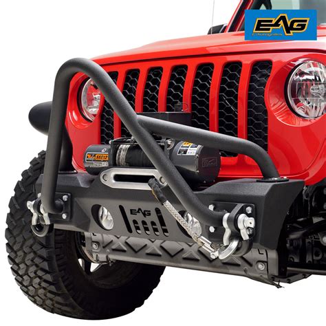 Eag Stubby Front Stinger Bumper With Winch Plate Fit For 20 21 Jeep