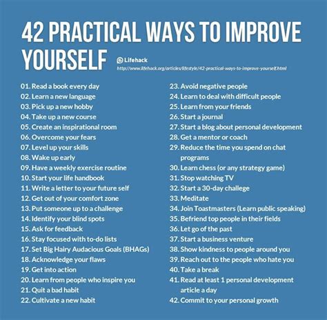 42 Practical Ways To Start Working On Self Improvement Lifehack