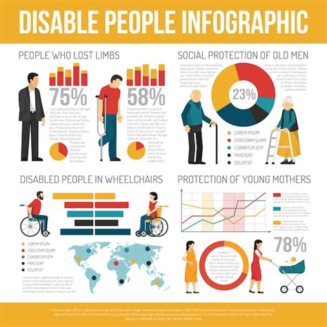 Free Vector Disabled People Infographic Set