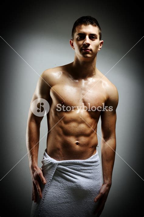 Young Macho Man Using White Towel Royalty Free Stock Image Storyblocks