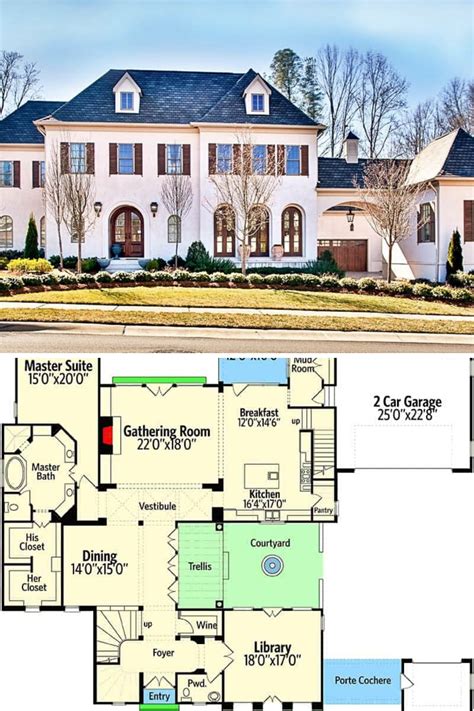 5 Bedroom Two Story European House Floor Plan French Country House