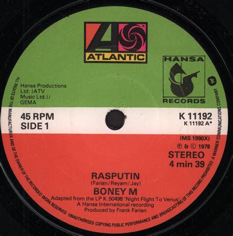 Rasputin De Boney M Maxi Sencillo 45 Rpm Con Vinyl59 Ref 118482178