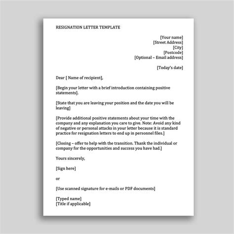 job resignation letter template  employees  ms word format infozio