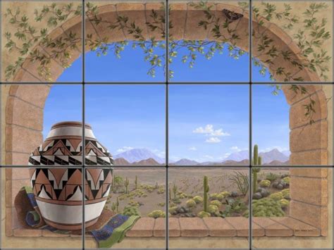 Southwest Window Tile Mural Pacifica Tile Art Studio Tile Murals