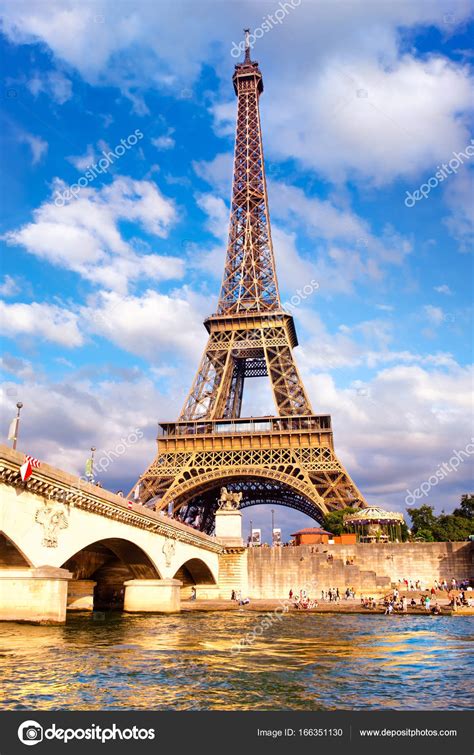 The Eiffel Tower On A Beautiful Summer Day In Paris Stock Editorial