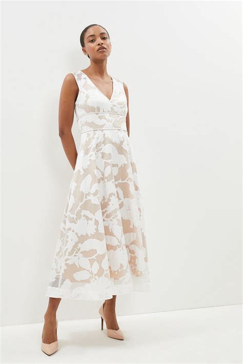 V Neck Floral Jacquard Midi Dress Coast22043235 £6191 Coast Womens Occasionwear Clothing