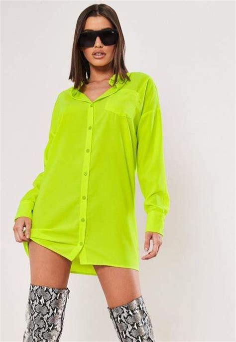 missguided neon yellow oversized shirt dress oversized shirt dress shirt sleeves oversized