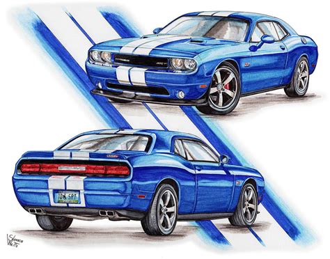 2011 Dodge Challenger Srt Drawing By Shannon Watts Fine Art America