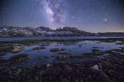 Milky Way Shining Brightly Over Evelyn Lake Yosemite