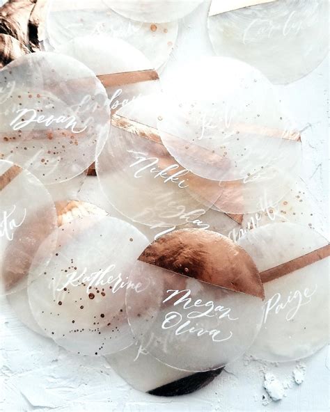 Rose Gold Capiz Shell Place Cards With Romantic Modern Etsy Etsy