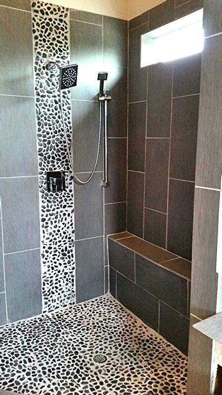 This Is A Tiled Shower With Pebble Accent Tiles From A Recent Custom