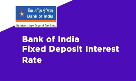 Rbl fd rates varies 3.25% to 6.50% for tenure 7 days to 240 months & extra 0.50% for senior citizen. Bank of India Fixed Deposit Interest Rate https ...