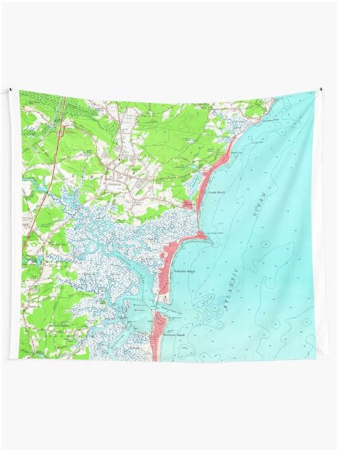 Vintage Map Of Hampton Beach New Hampshire 1957 Tapestry By