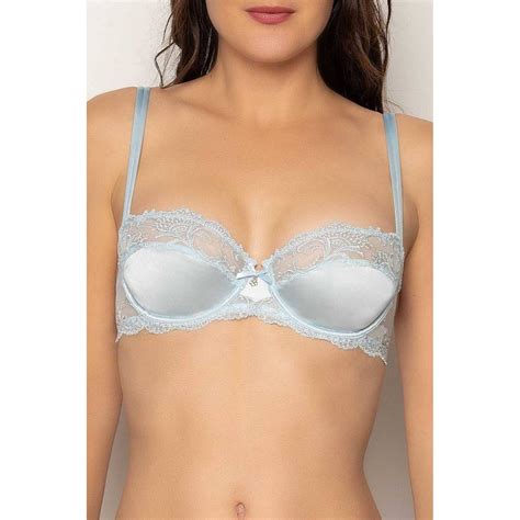 Splendeur Soie Silk Half Cup Bra In Azure Blue For Her From The Luxe