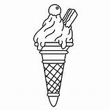 Ice Cream Coloring Cone Printable sketch template