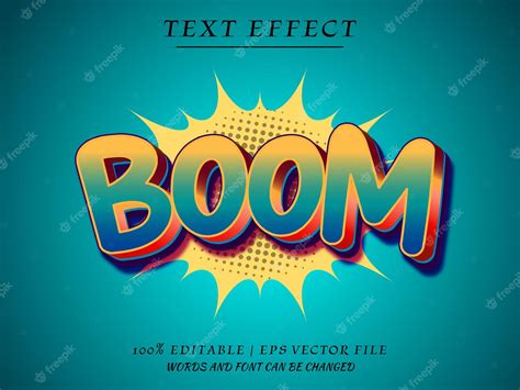 Premium Vector 3d Boom Vector Text Effect With Pop Art Background