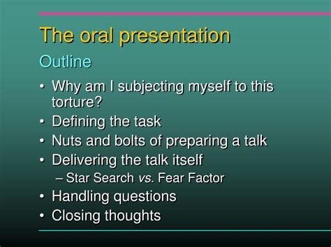 Oral Presentation Notes