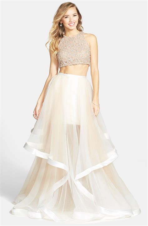 Terani Couture Beaded Top And Organza Two Piece Ballgown Nordstrom