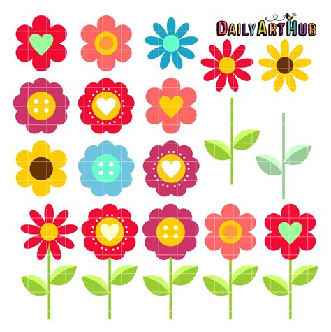 Free Flower Blooms Clip Art Set Art Hub 12 Days Of Christmas Free