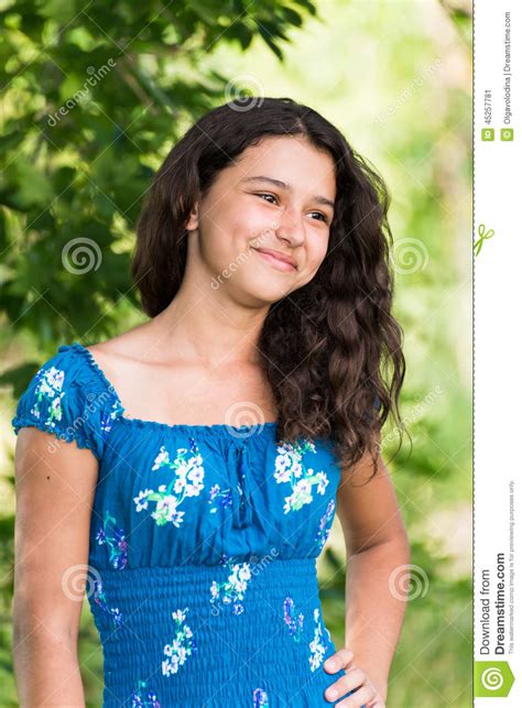 Young Pretty Girl With Curly Hair Outdoors Stock Image Image Of Outdoor Teen 45257781