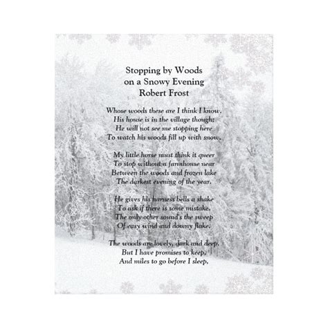 Stopping By Woods Snowy Evening Robert Frost Poem Canvas Print Zazzle