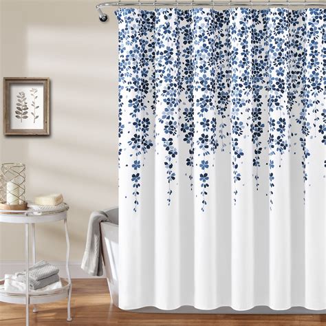 Lush Decor Weeping Flower Shower Curtain Navyblue Single 72x72
